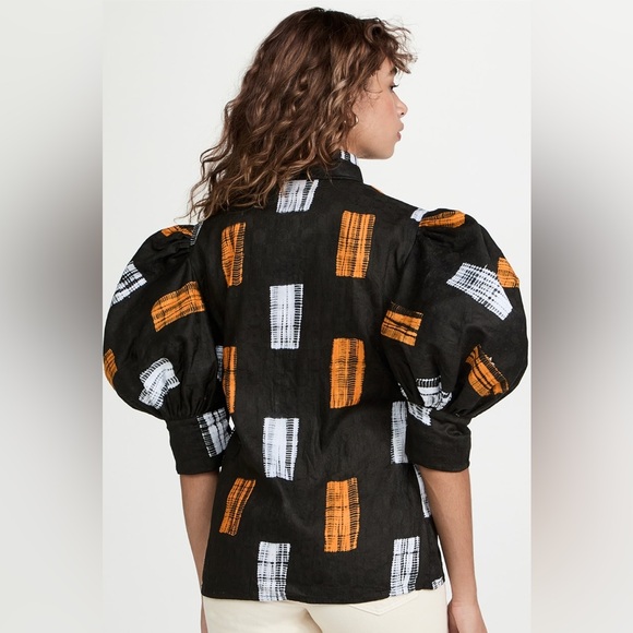 Busayo Tola Blouse Statement Balloon Sleeve 100% Cotton size small - Picture 2 of 5